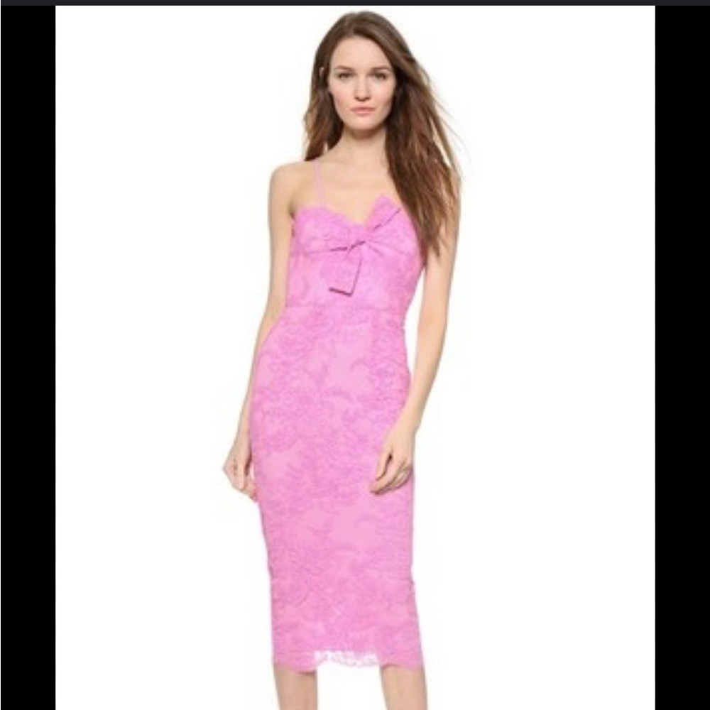 Alex Perry Aeketa pink lace fitted dress